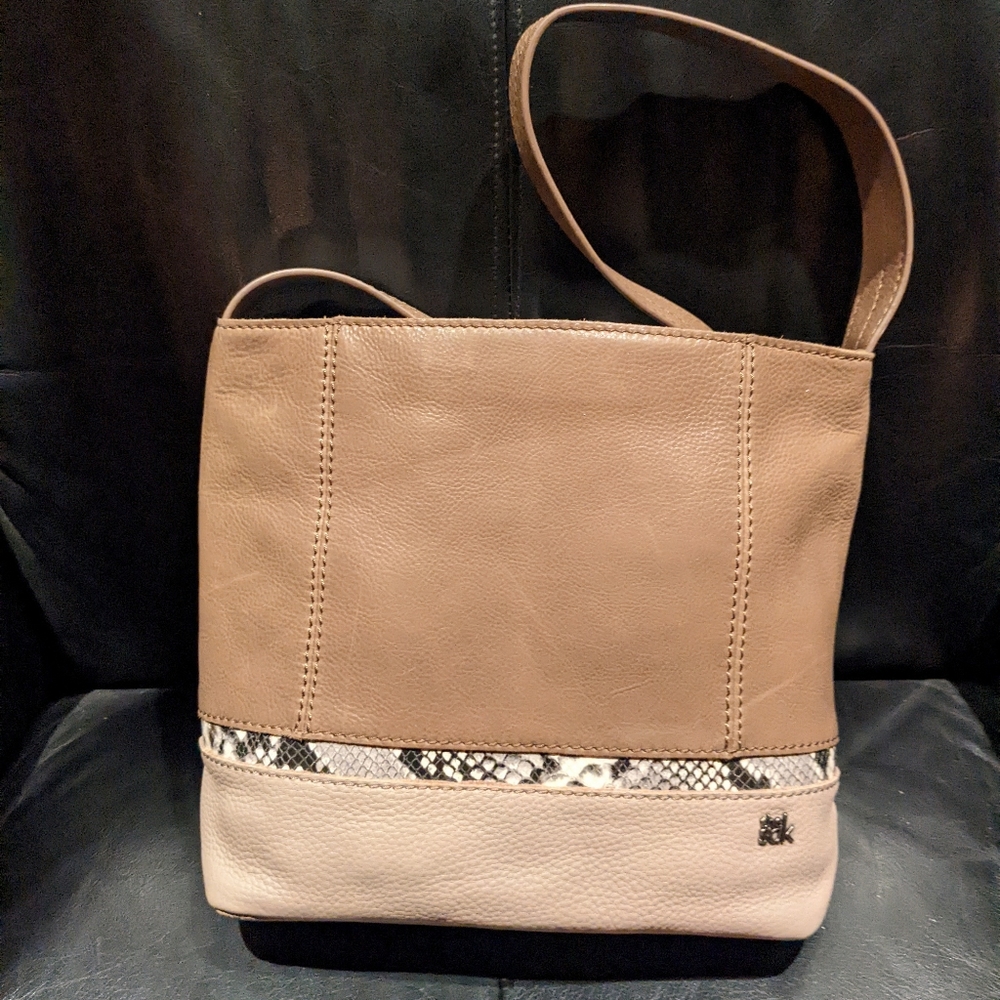The Sak Mushroom Snake-Embossed Color Block De Young Leather Hobo NEW